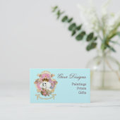 Carte De Visite Poodle princesse en rose (Debout devant)
