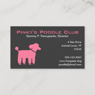 Carte De Visite Poodle Rose avec Texte Personnalisable