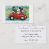 Carte De Visite Poodles dans les écritures convertibles en rouge (Devant / Derrière)