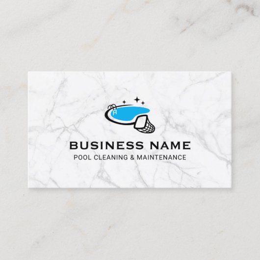 Carte De Visite Pool Cleaning & Maintenance Service Trendy Marble (Devant)