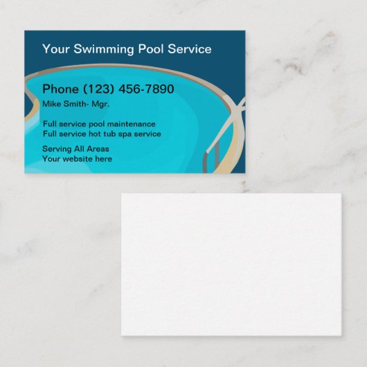 Carte De Visite Pool Professionnel Et Service Spa (Devant / Derrière)