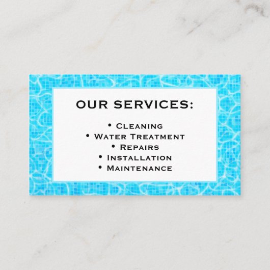 Carte De Visite Pool Service Business Card Template (Dos)