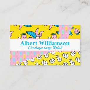 Carte De Visite Pop art   Bloc de couleur motif   Coloré