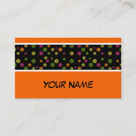 Carte De Visite Pop art Flowers seamless pattern + your ideas (Devant)