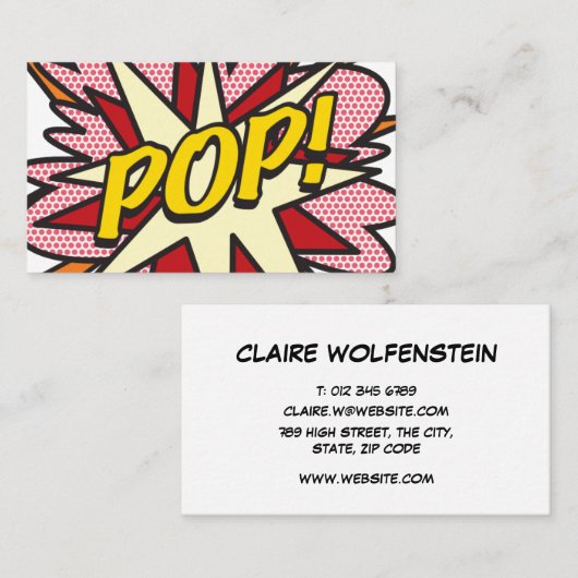 Carte De Visite POP Fun Retro Comic Book (Devant / Derrière)