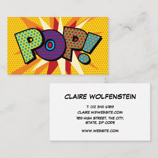 Carte De Visite POP Fun Retro Comic Book (Devant / Derrière)