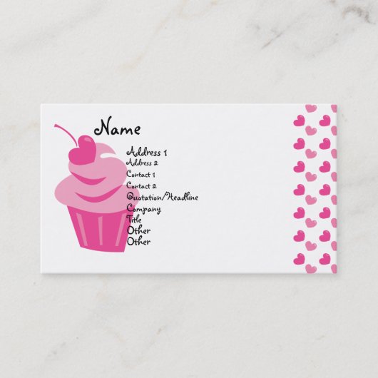 Carte De Visite Pop Heart Cupcake (Devant)