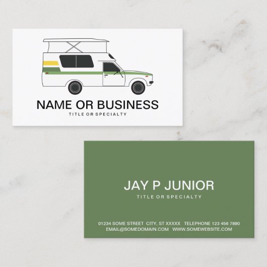 Carte De Visite pop up chinook camper rétro greens (Devant / Derrière)
