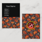 Carte De Visite POPIES ROUGES Champ Ruby Monogramme Blanc Floral n (Devant / Derrière)