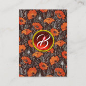 Carte De Visite POPIES ROUGES Champ Ruby Monogramme Blanc Floral n (Dos)