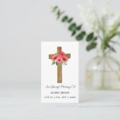 Carte De Visite Poppy Cross Memorial Funeral Prayer Card (Debout devant)