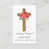 Carte De Visite Poppy Cross Memorial Funeral Prayer Card (Devant)