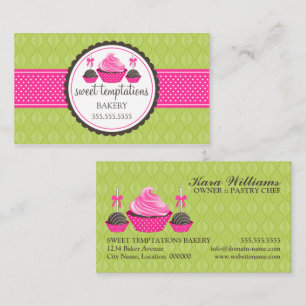 Carte De Visite Pops de gâteau et Cupcake Vert Rose