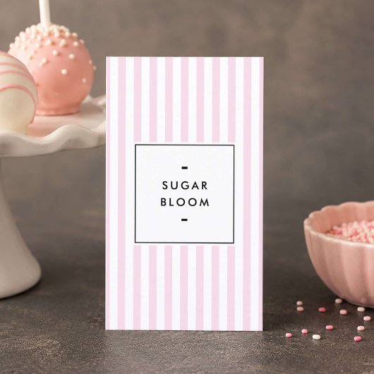 Carte De Visite Pops de gâteau rayés rose rétro