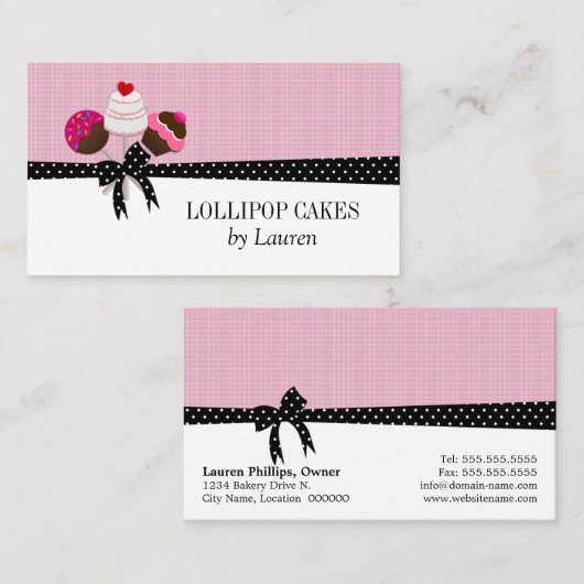 Carte De Visite Pops de gâteau rose (Devant / Derrière)