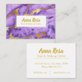 Carte De Visite Populaire chic mauve-foncé de marbre d'or de *~* (Devant / Derrière)