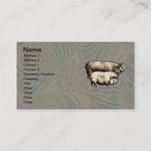 Carte De Visite Porc de Ferme Vintage Antiquités de Bétail de Camp