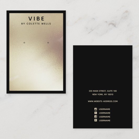 Carte De Visite Porte-bijoux en or satiné peint (Devant / Derrière)