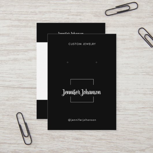 Carte De Visite Porte-bijoux noir et blanc moderne code QR des bou (Devant/Arrière en situation)