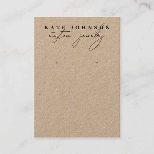Carte De Visite Porte-bijoux Rustique Kraft Écouter Script (Devant)