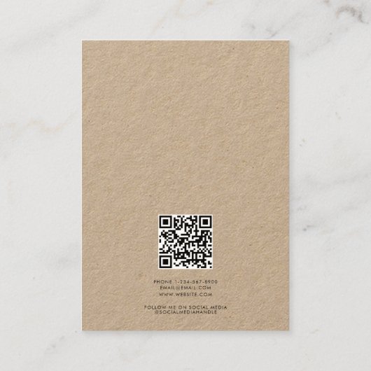 Carte De Visite Porte-bijoux Rustique Kraft Écouter Script (Dos)