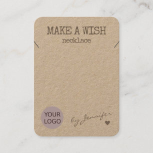 Carte De Visite Porte-collier en papier naturel rustique fait main