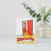 Carte De Visite porte comique de félicitations (Debout devant)