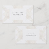 Carte De Visite Porte d'Art Déco Géométrique Ovale Blanc Or (Devant / Derrière)