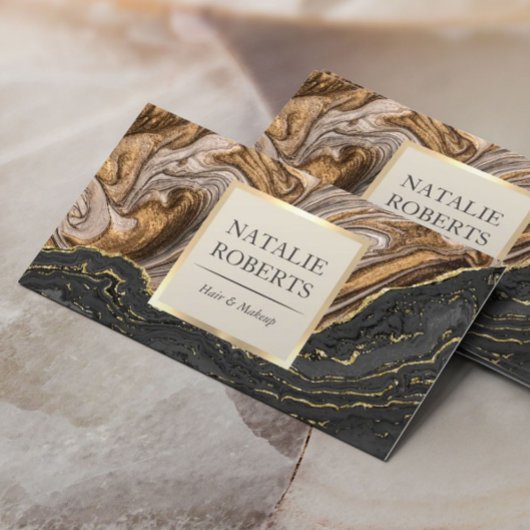 Carte De Visite Porte d'or moderne Marbre noir Luxe Salon Spa