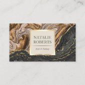 Carte De Visite Porte d'or moderne Marbre noir Luxe Salon Spa (Devant)
