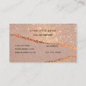 Carte De Visite Porte d'or rose parties scintillant marbre monogra (Dos)