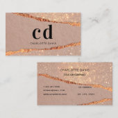 Carte De Visite Porte d'or rose parties scintillant marbre monogra (Devant / Derrière)