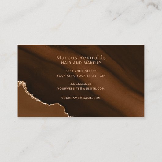 Carte De Visite Porte en marbre Brown Parties scintillant or (Dos)