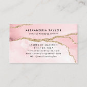 Carte De Visite Porte en marbre pour Parties scintillant en or ros (Dos)