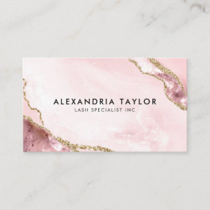 Carte De Visite Porte en marbre pour Parties scintillant en or ros