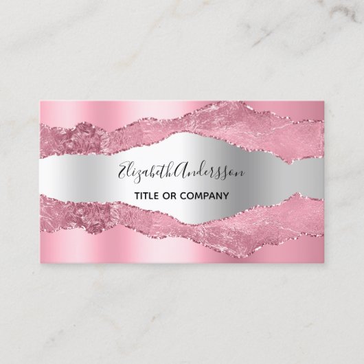 Carte De Visite Porte en marbre rose QR code photo (Devant)