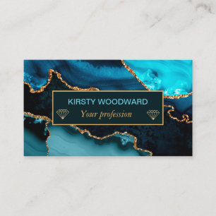 Carte De Visite Porte en marbre turquoise et Parties scintillant e