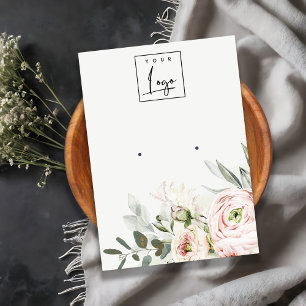 Carte De Visite Porte-oreille du logo de pivoine verte souple