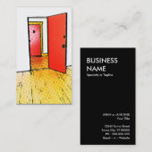 Carte De Visite porte ouverte comique de style : parqueter (rouge) (Devant / Derrière)