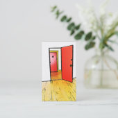 Carte De Visite porte ouverte comique de style : parqueter (rouge) (Debout devant)