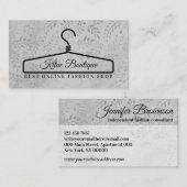 Carte De Visite Porte-robe de mode fleurie argent (Devant / Derrière)