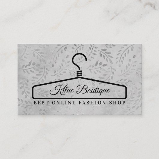 Carte De Visite Porte-robe de mode fleurie argent (Devant)