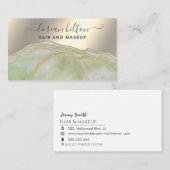 Carte De Visite Porte signature tendance géode élégant feuille or (Devant / Derrière)