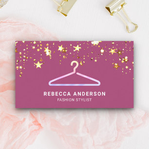 Carte De Visite Porte-vêtements rose confettis styliste de mode