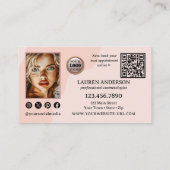 Carte De Visite Portefeuille photo professionnelle rose Beauté (Dos)