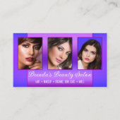 Carte De Visite Portfolio Beauté Bleu Violet Professionnel (Devant)