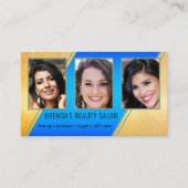 Carte De Visite Portfolio Beauty Salon Bleu Or (Devant)