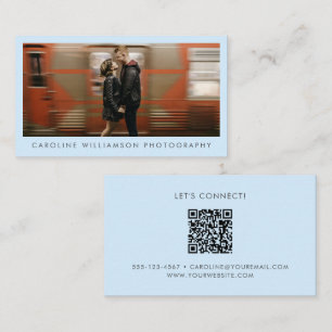 Carte De Visite Portfolio QR Créatif de Marque de Photo Bleu Clair