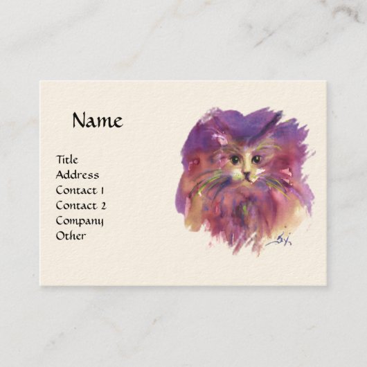 Carte De Visite PORTRAIT DE CHAT, blanc (Devant)