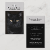 Carte De Visite Portrait de chat noir (Devant / Derrière)
